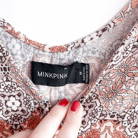 Minkpink Women Romper Shorts Sleeveless Drawstring Floral Medium - Picture 7 of 7